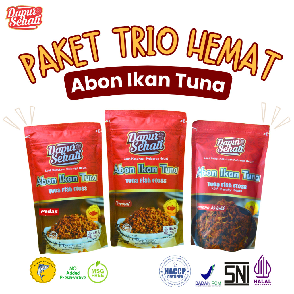 

Paket Trio Hemat - Abon Ikan Tuna Dapur SehatI Tanpa MSG Tanpa Pengawet Tanpa Campuran Kacang