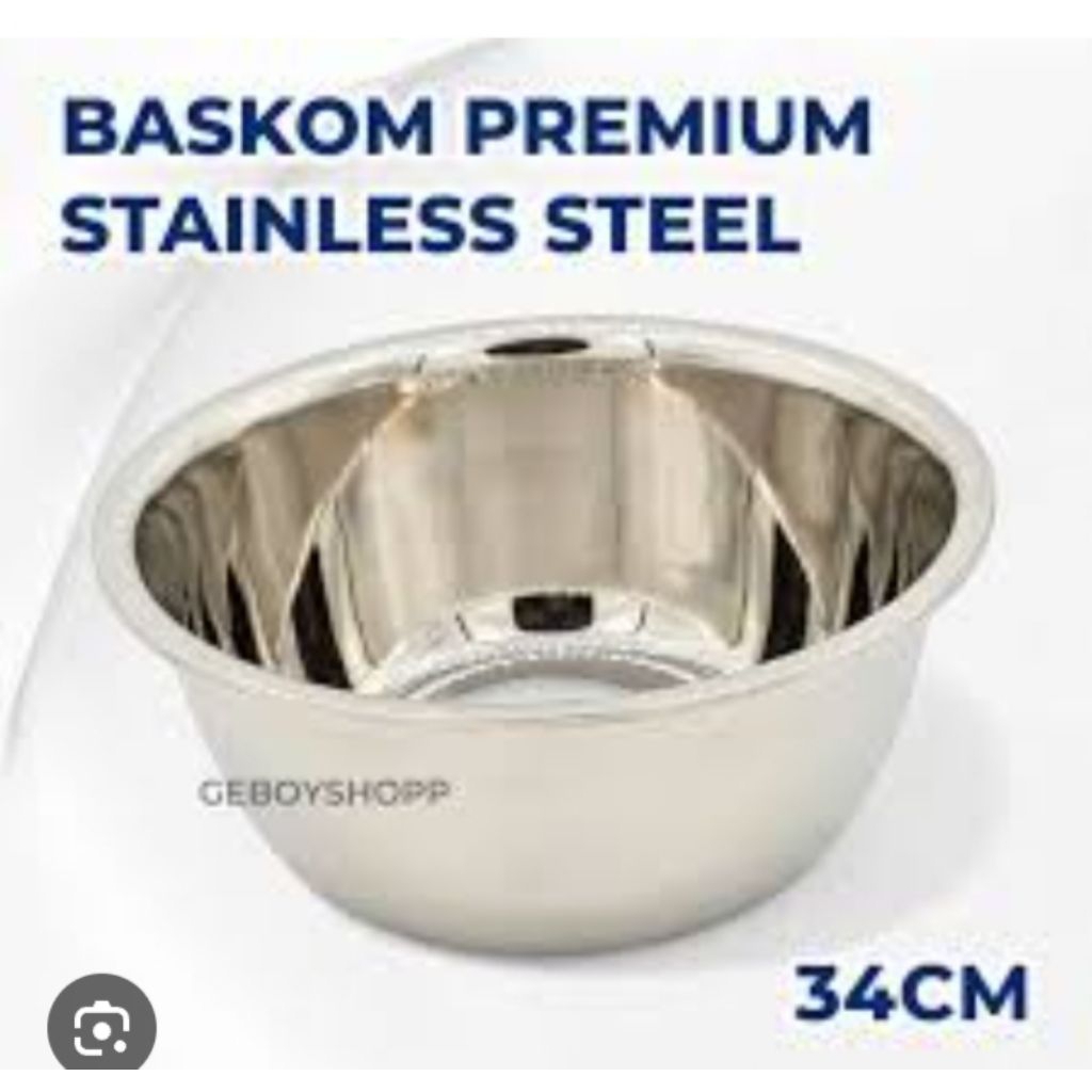 Baskom stainless ganom no 34 diameter 34 cm tinggi ±14 cm