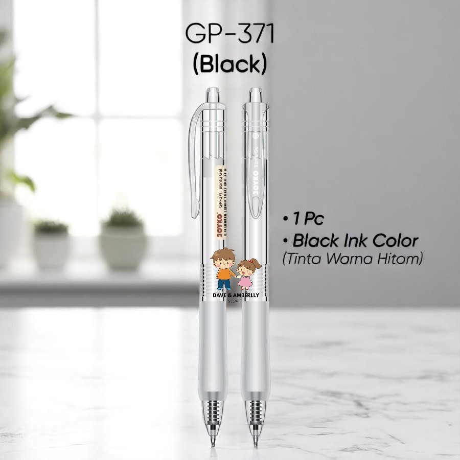 

[ 1 LUSIN ] JOYKO Gel Pen/ Pulpen Jel / Pulpen Gel / Pena Tinta Gel Hitam GP-371 Bontu Gel