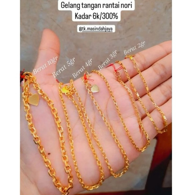 Gelang Tangan Rantai Nori Dewasa EMAS ASLI Kadar 300/6K