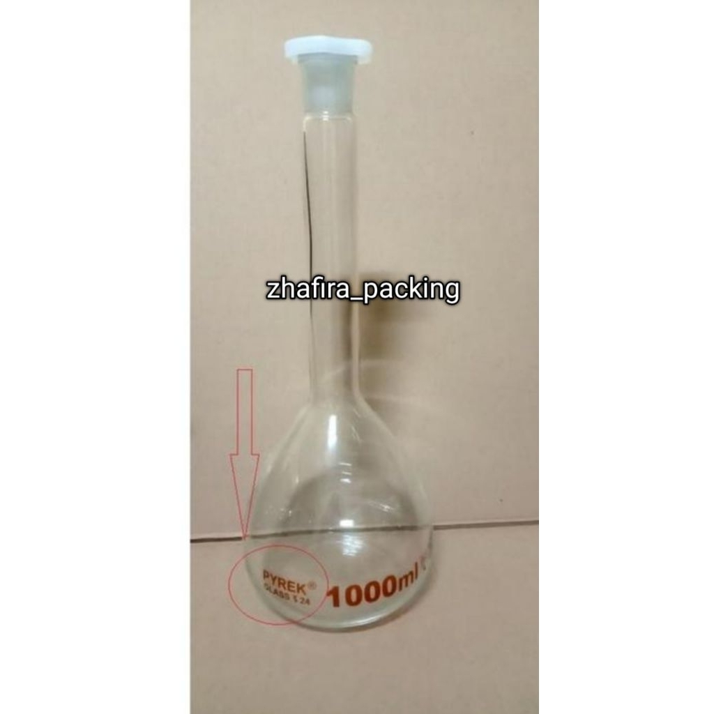 Labu Ukur / Volumetric Flask 1000 ml / 1 Liter PYREX - pyrex