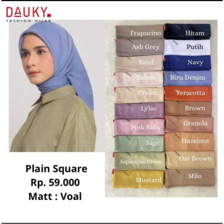 DAUKY SCARF SEGI EMPAT POLOS - PLAIN SQUARE BASIC / Dauky Hijab