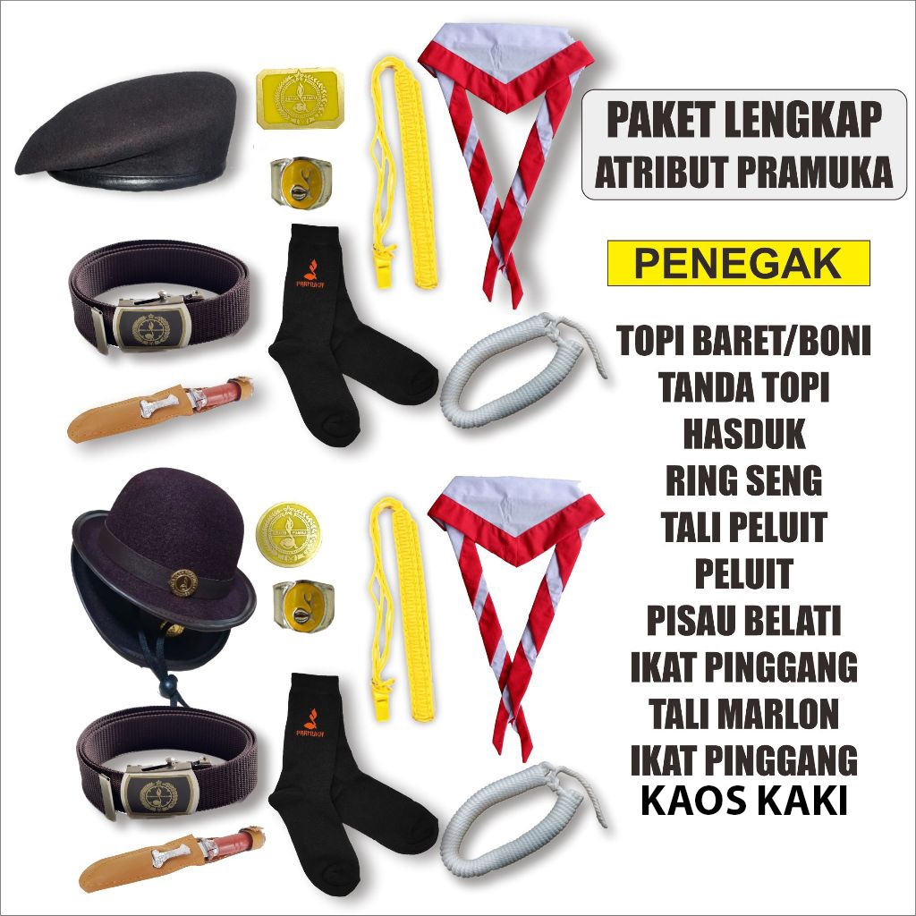 Paket Perlengkapan Pramuka Atribut Pramuka SD SMP SMA Peralatan Siaga Penggalang Penegak Putra Putri