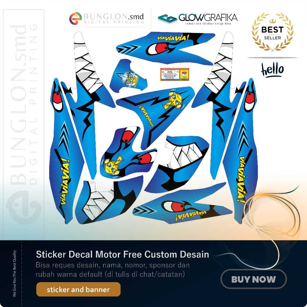 DECAL STIKER MOTOR CUSTOM YAMAHA AEROX VIAVIA SHARK