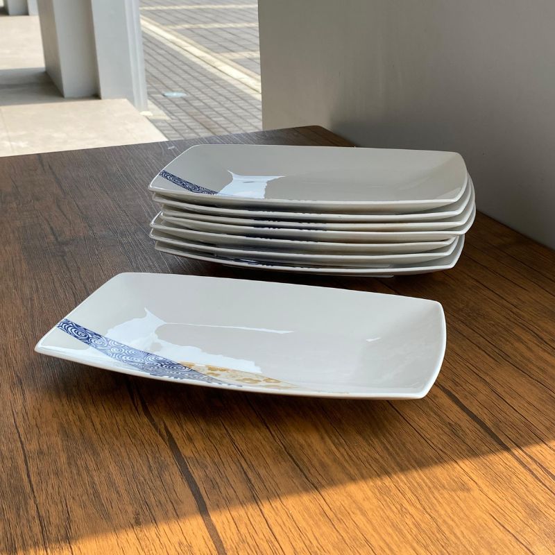 ST James Fine China Super Bone Hankook Persegi Piring Makan Piring Dekorasi Piring Properti Foto