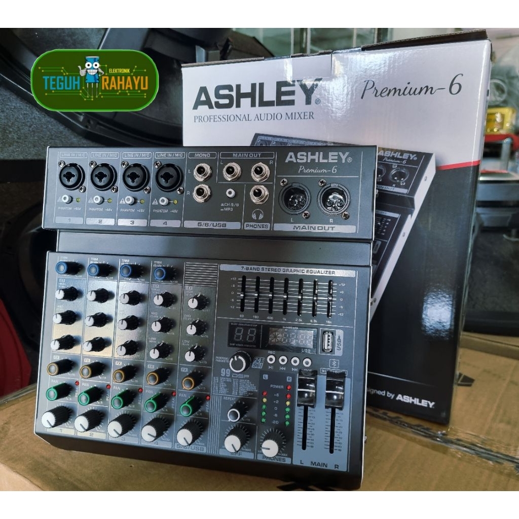MIXER ASHLEY PREMIUM 6/MIXER 6 CH ASHLEY PREMIUM 6 WITH EQUALIZER, REVERB 24BIT 99 DSP (ORIGINAL)