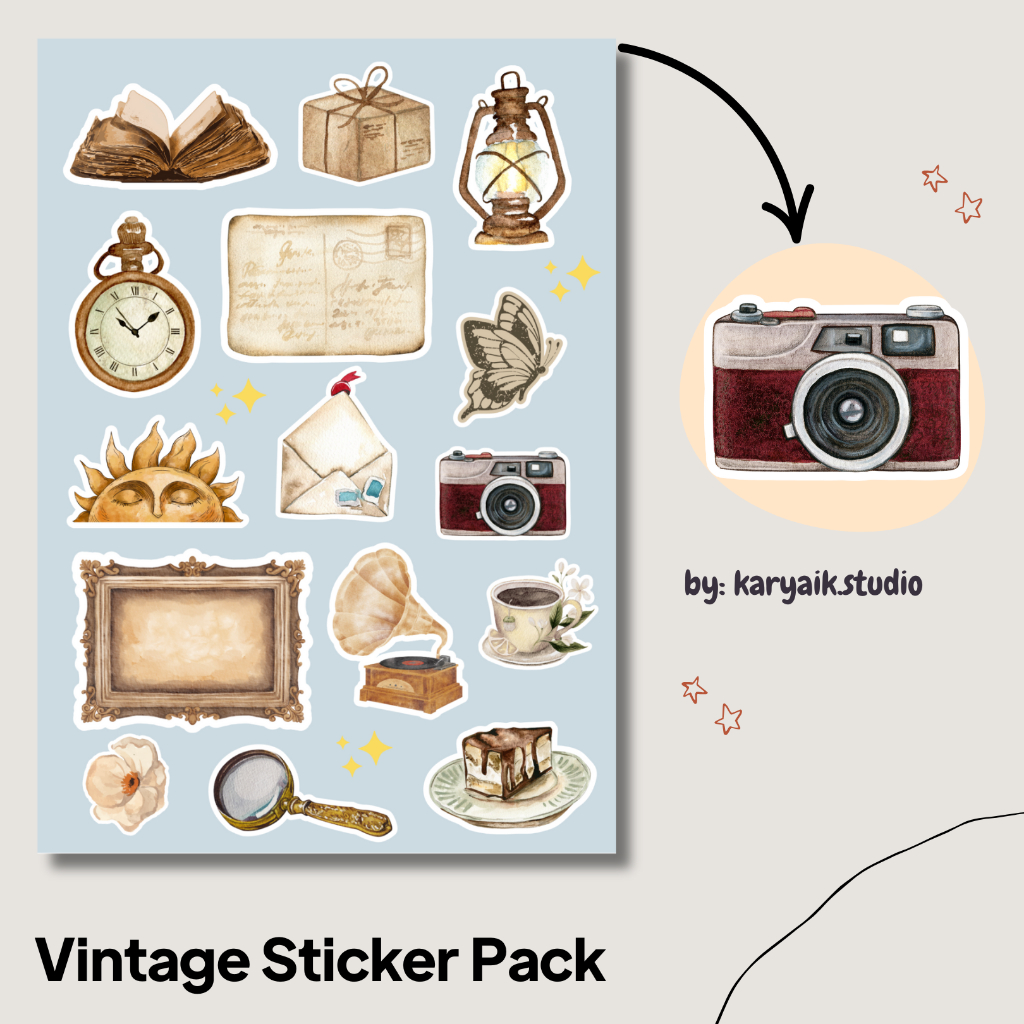 

Vintage Sticker Pack - Vinyl Aesthetic A6 | Stiker Planner, Laptop, Jurnal