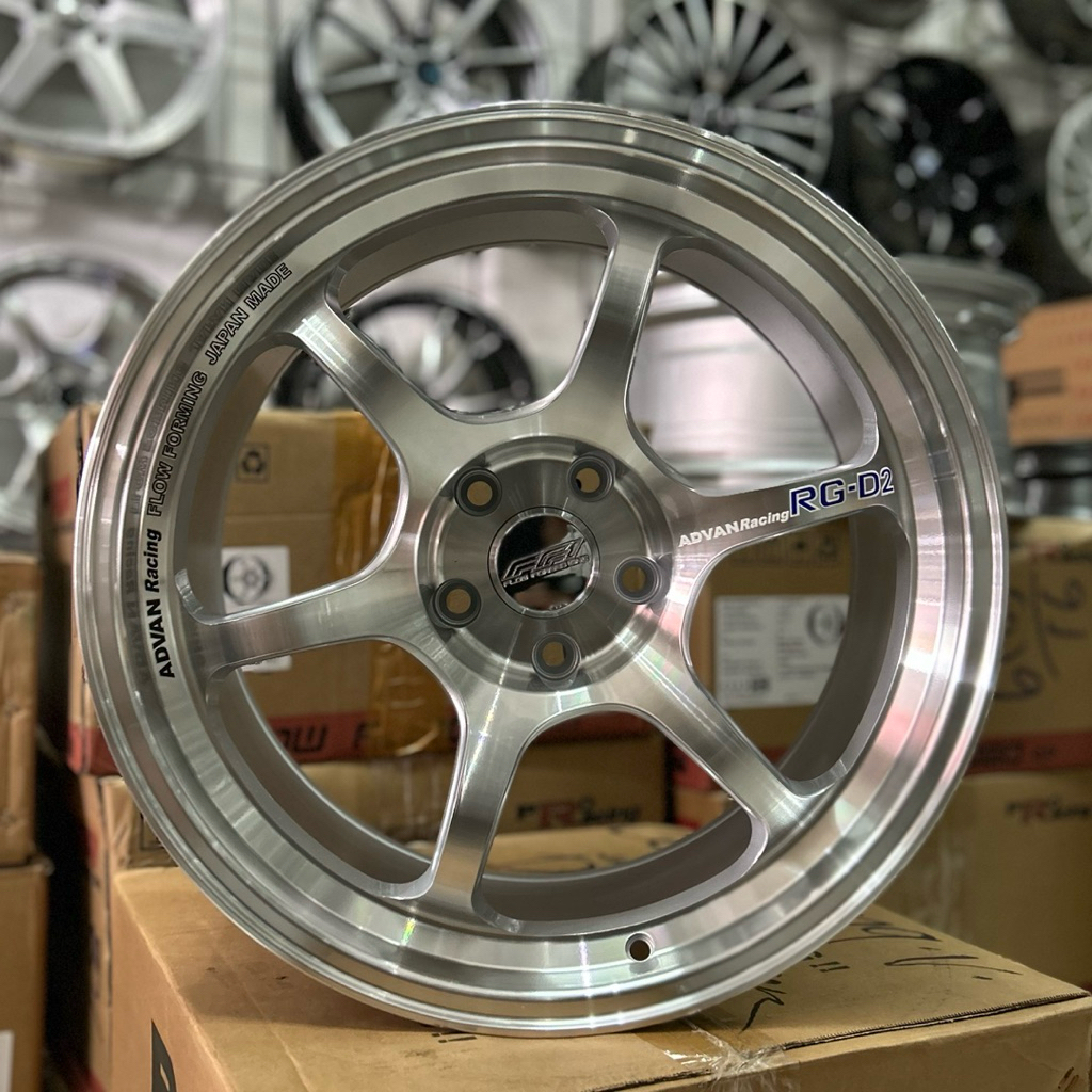Velg Advan Rgd2 - GTR Ring 18 Lebar 9.5 Pcd 5x114.3 Et 25 Warna Silver Full Polish | Velg R18 | Velg
