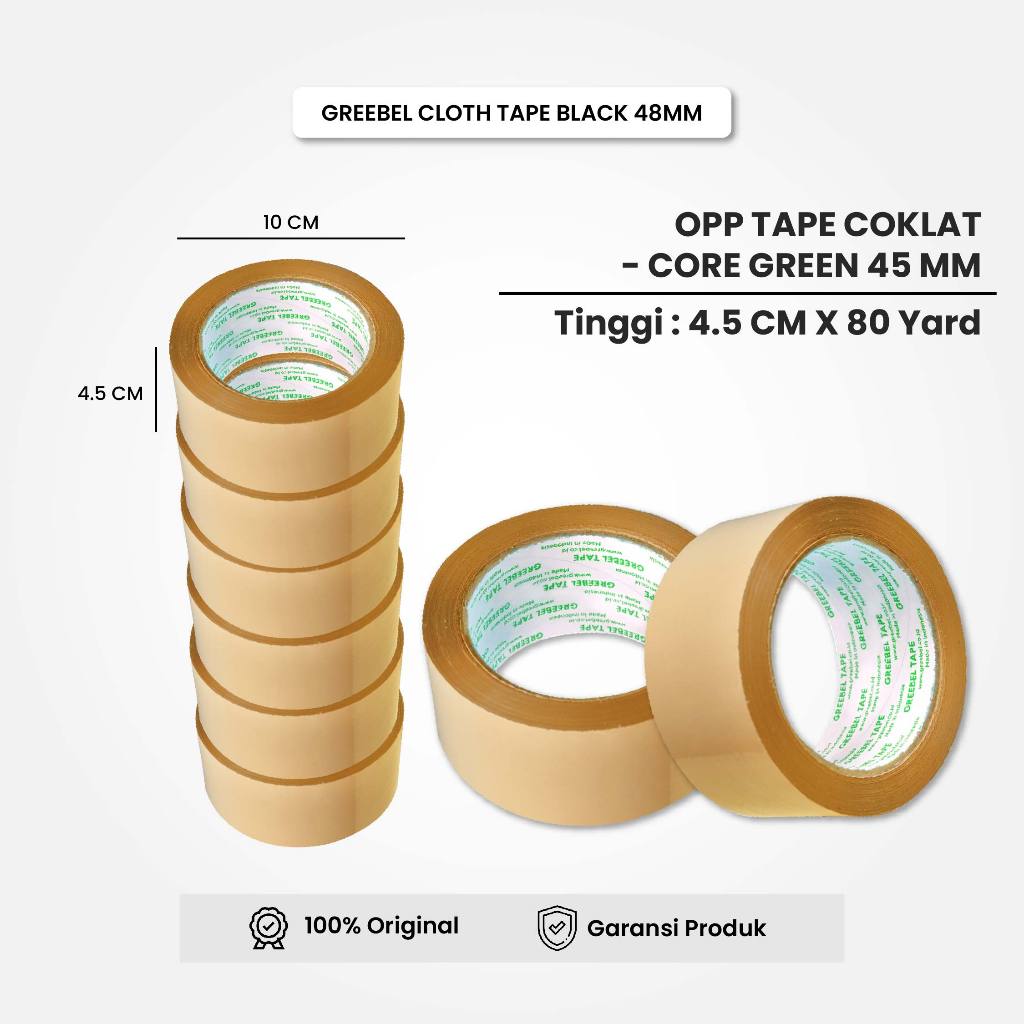 

Lakban Coklat 80 Yard / Lakban Coklat Greebel Core Green 45 MM x 80 Yard / Isolasi Coklat