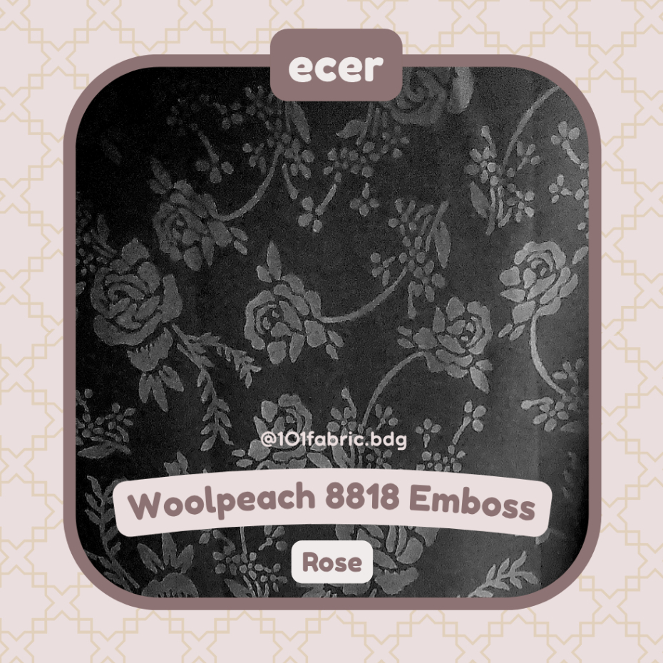Kain Emboss WOOLPEACH - Jetblack - ROSE / MAWAR - Grade "A" 8818 Leuwitex