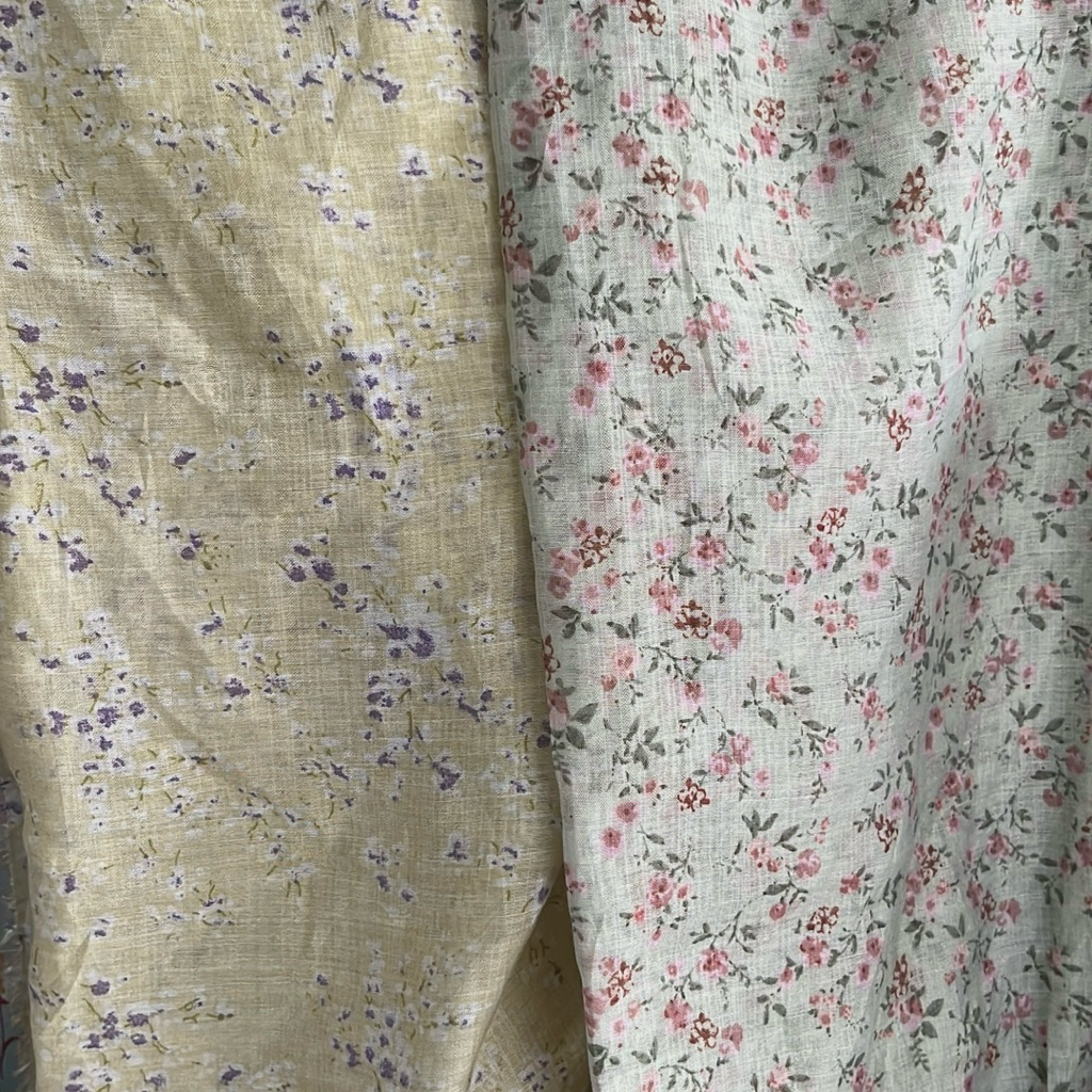 kain katun silky semi sutra motif bunga kecil