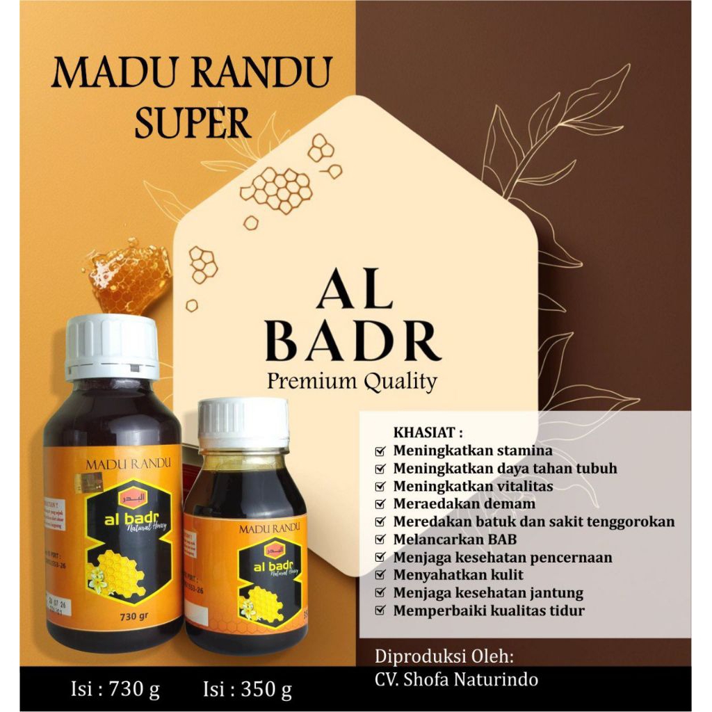 

Madu Randu Al Badr 730 gr madu asli kapuk randu/pure honey randu