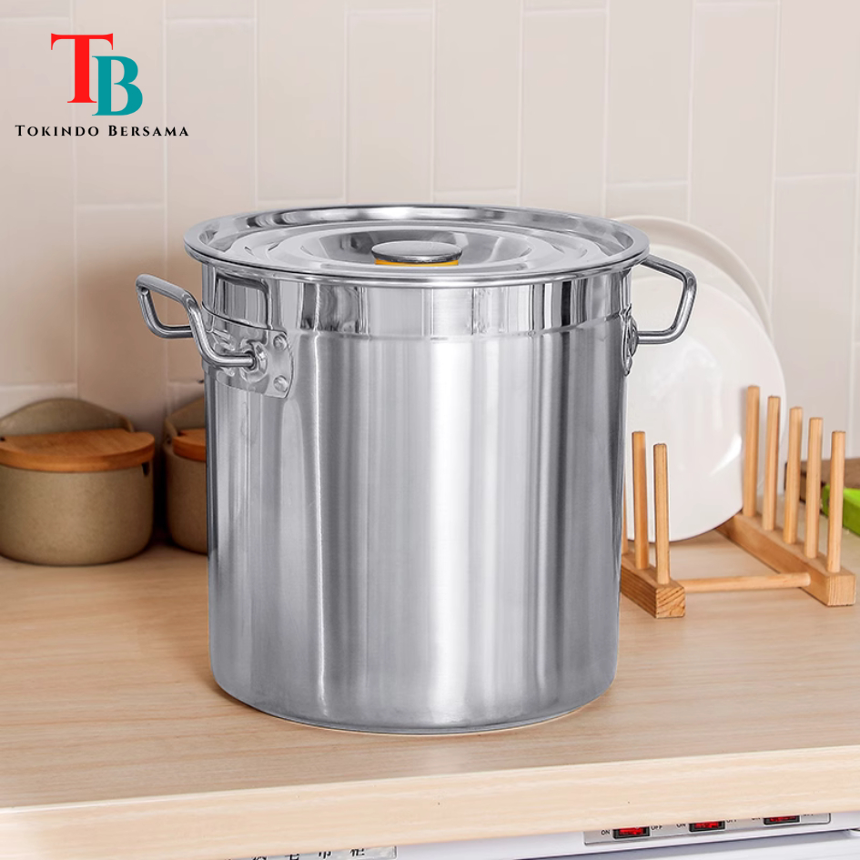 Ay00 Panci Dandang Stainless Steel Tebal Jumbo Panci Bakso Stockpot Panci Kukus Panci Besar Anti