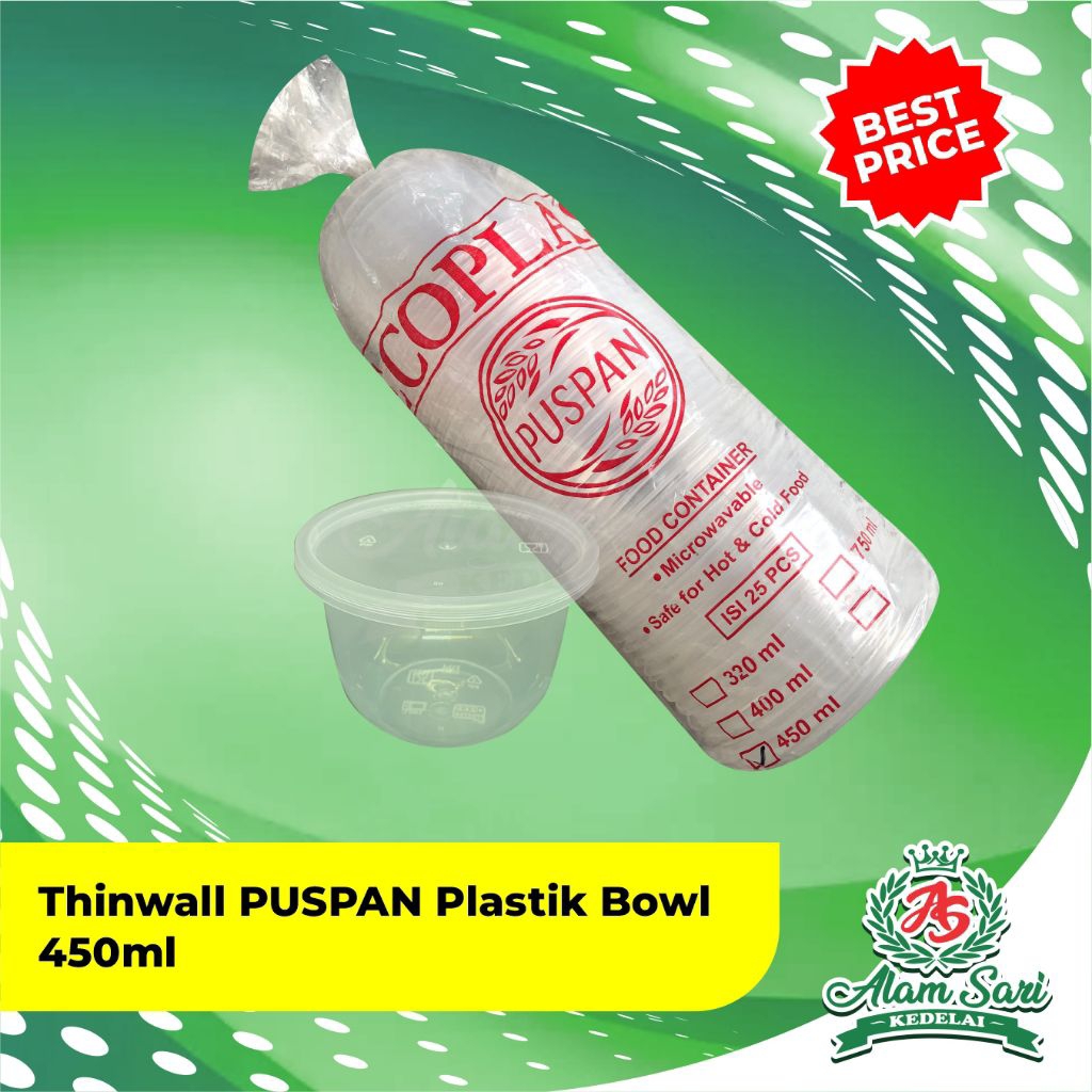 PUSPAN ThinWall | Tempat Makanan Plastik 450 ML | Wadah Makanan Plastik