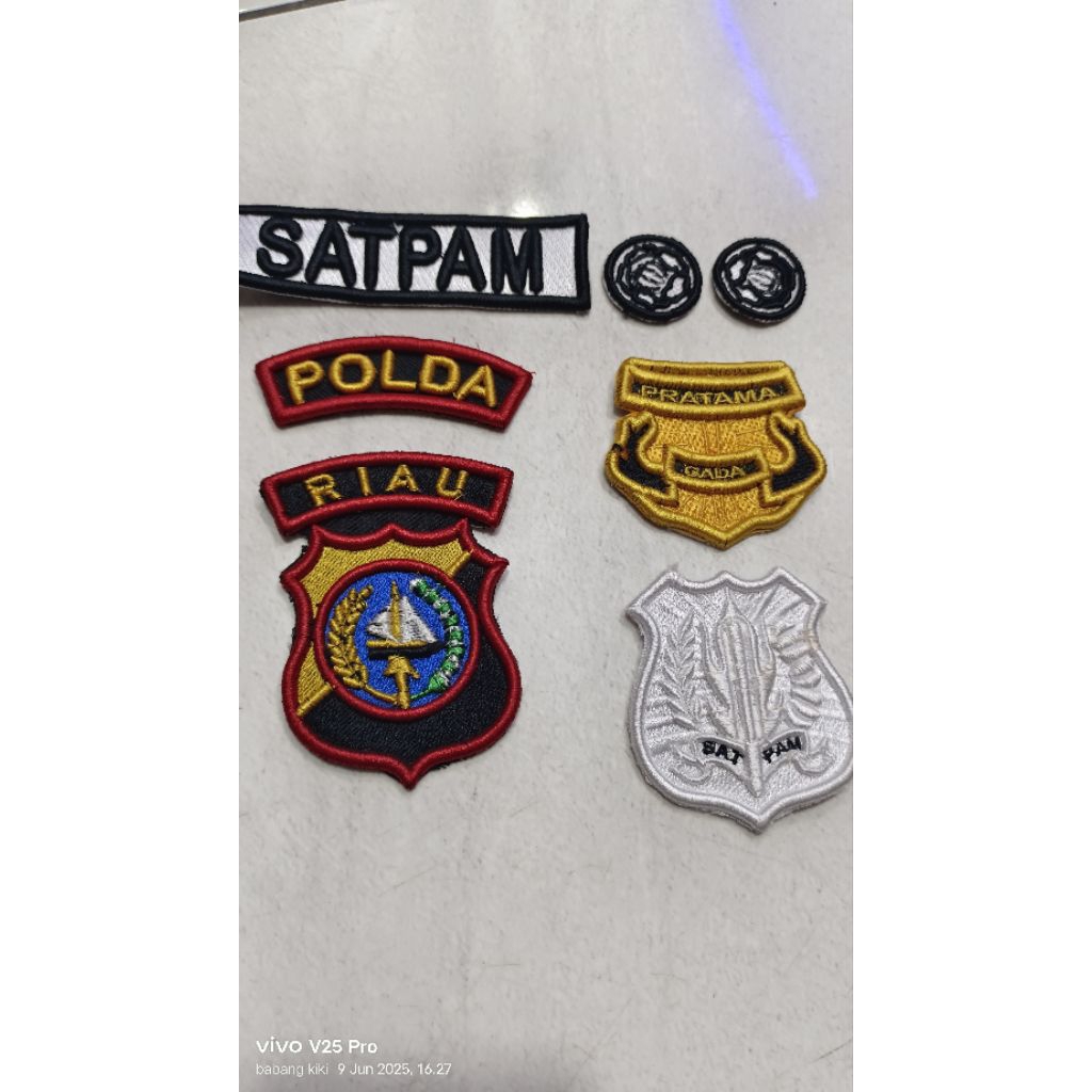 FULL SET BORDIR SATPAM TIMBUL POLDA RIAU