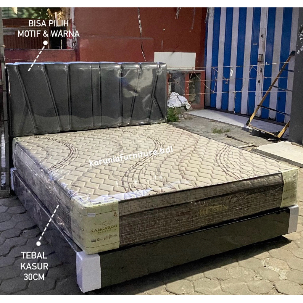 PAKET SET KASUR BUSA REMIX BY KANGAROO + DIPAN SANDARAN (bisa pilih warna & motif) | FREE BANTAL & G
