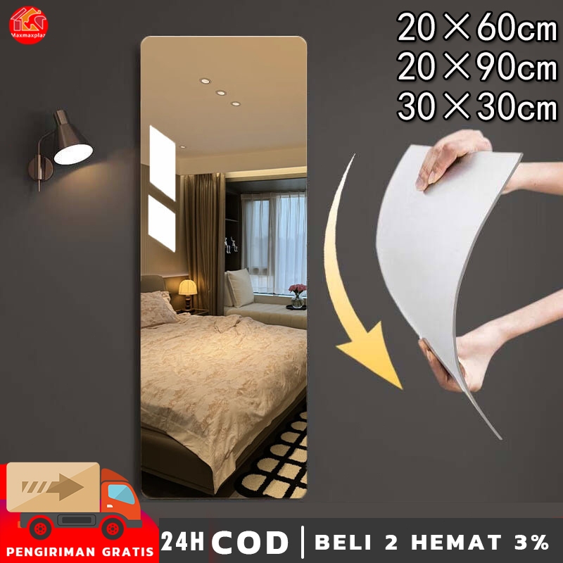 50*200CM Cermin dinding tempel Cermin Full Cermin Stiker Tempel Dinding Ukuran Acrylic Mirror Bendab