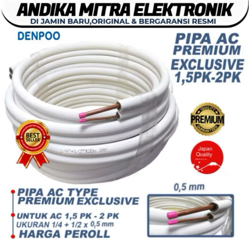 PIPA AC KETEBALAN 0, 05 - 0,60 DENPOO UNTUK 1,5 PK s/d 2 PK COCOK SEMUA MEREK AC