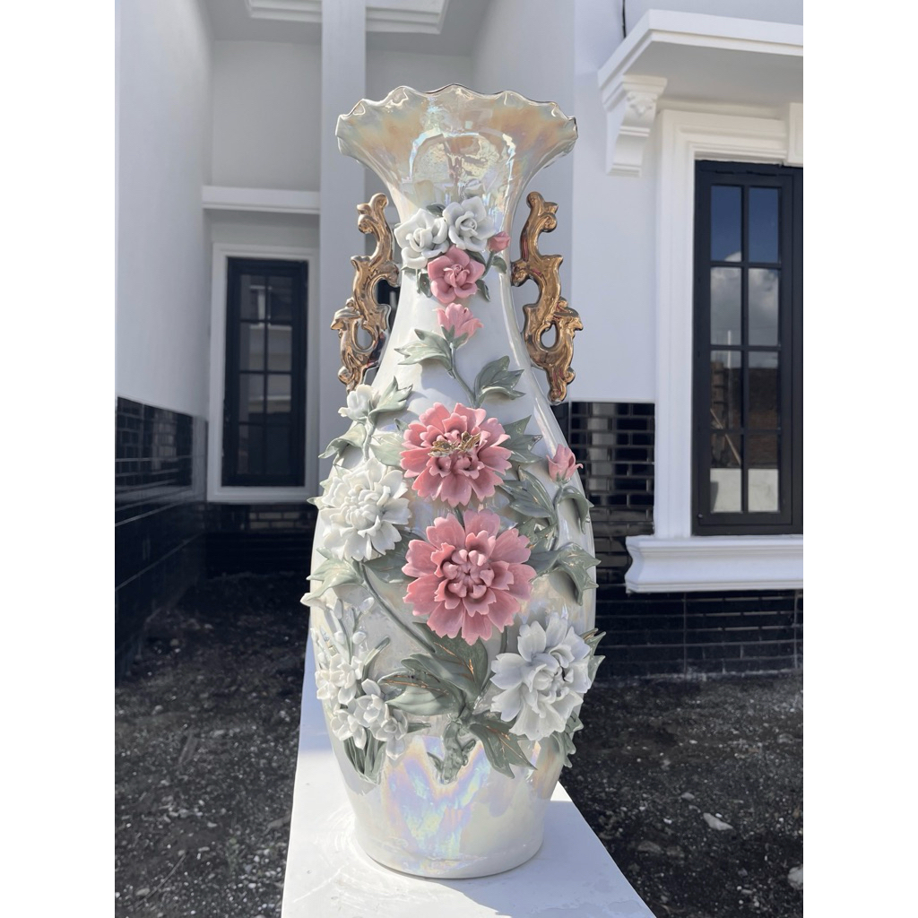 Vas Keramik Mewah Bunga London (Import)