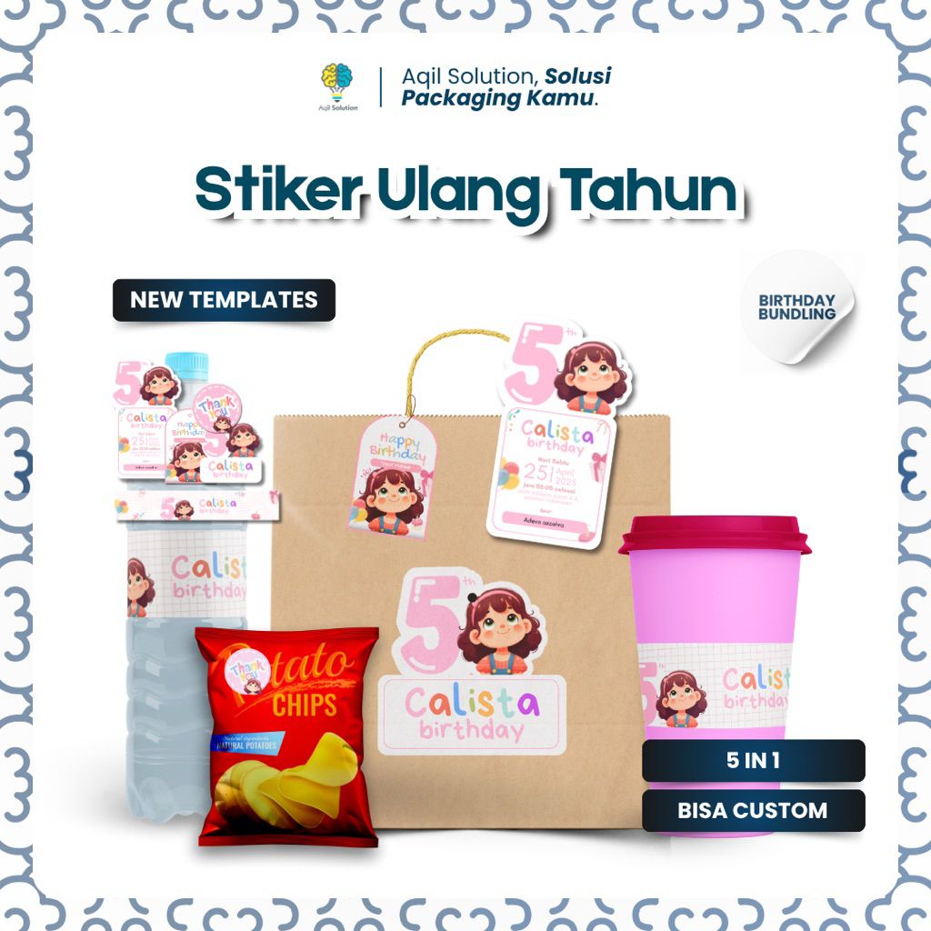 

Cetak Stiker Ulang Tahun Custom, Label ,Undangan Ulangtahun, Hangtag Ultah, Paperbelt botol aqua ulang tahun, Stiker snack ulangtahun, Kartu ucapan Ulangtahun anak paket hemat ulang tahun anak
