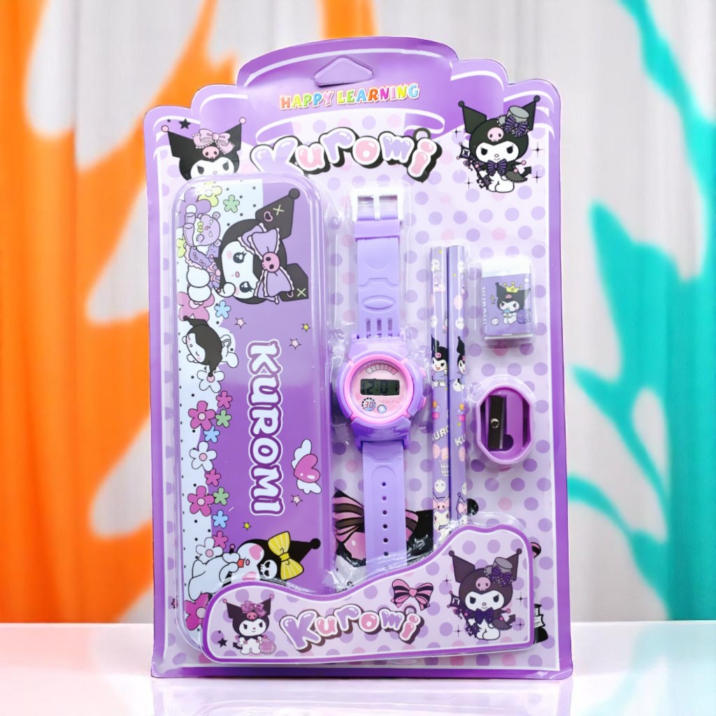

JBS Student Set Alat Tulis Sekolah Karakter Kuromi Cinamonrol Melody Labubu 6 In 1