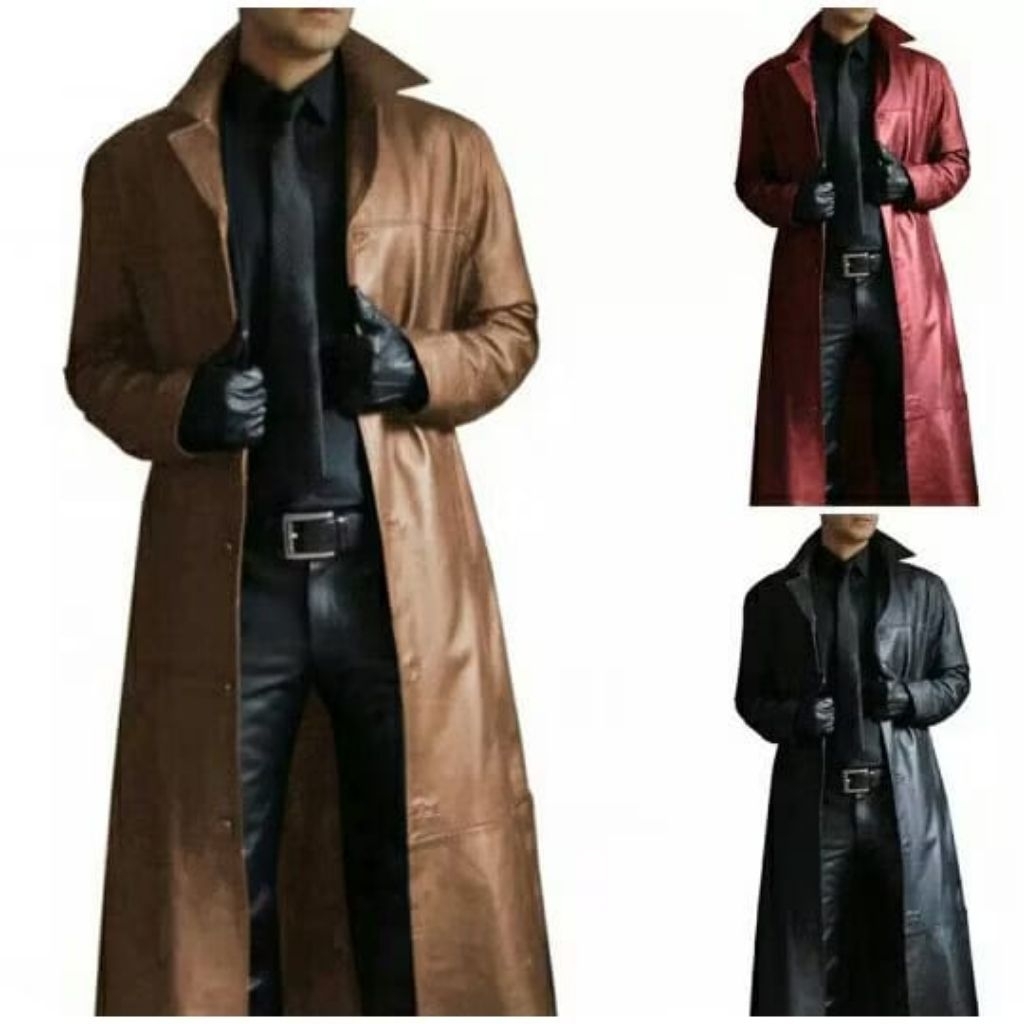 Jaket Jubah Pria Semi Kulit/Blazer Panjang Pria