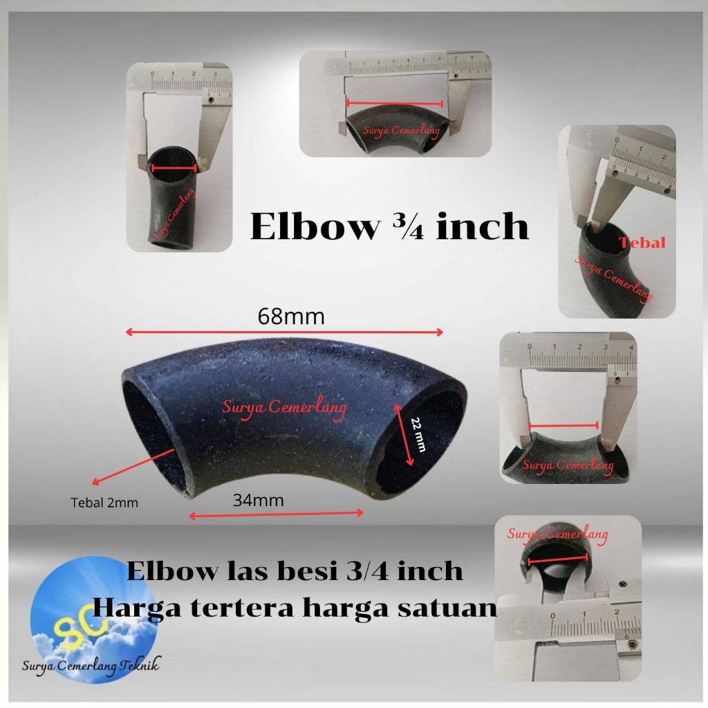 Elbow Las Besi 3/4 " inch  Pipa Las / Elbo Lbow Keni Knee Pipa Las Knee Penyambung Pipa Besi 3 per 4