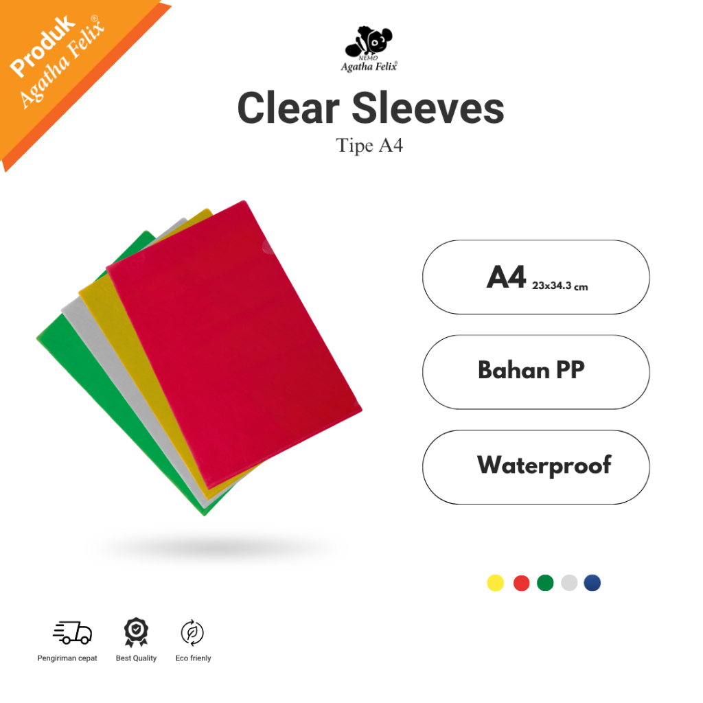 

Clear Sleeves Tipe A4 - 0.12 - 0.18 cm [ isi 12 pcs ] | Agatha Felix