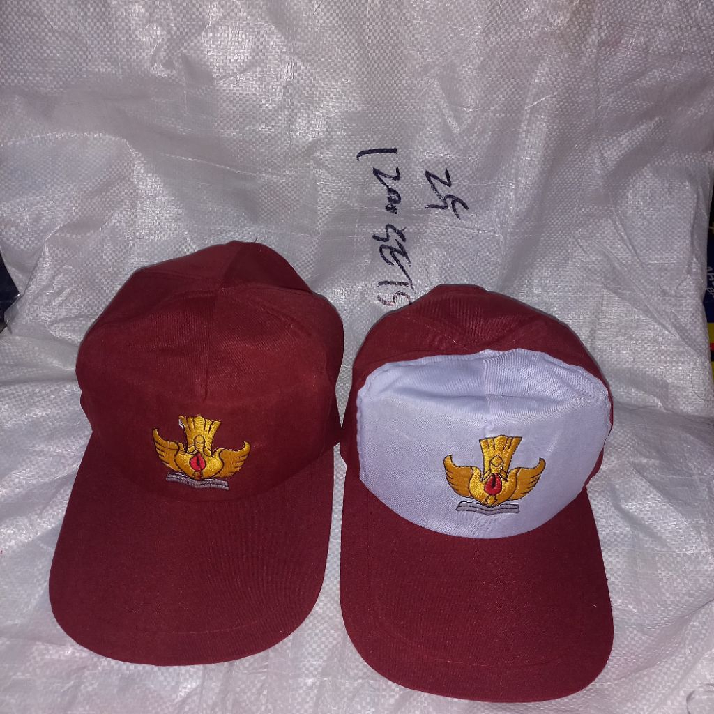 topi sekolah sd merah putih cowok cewek full bordir