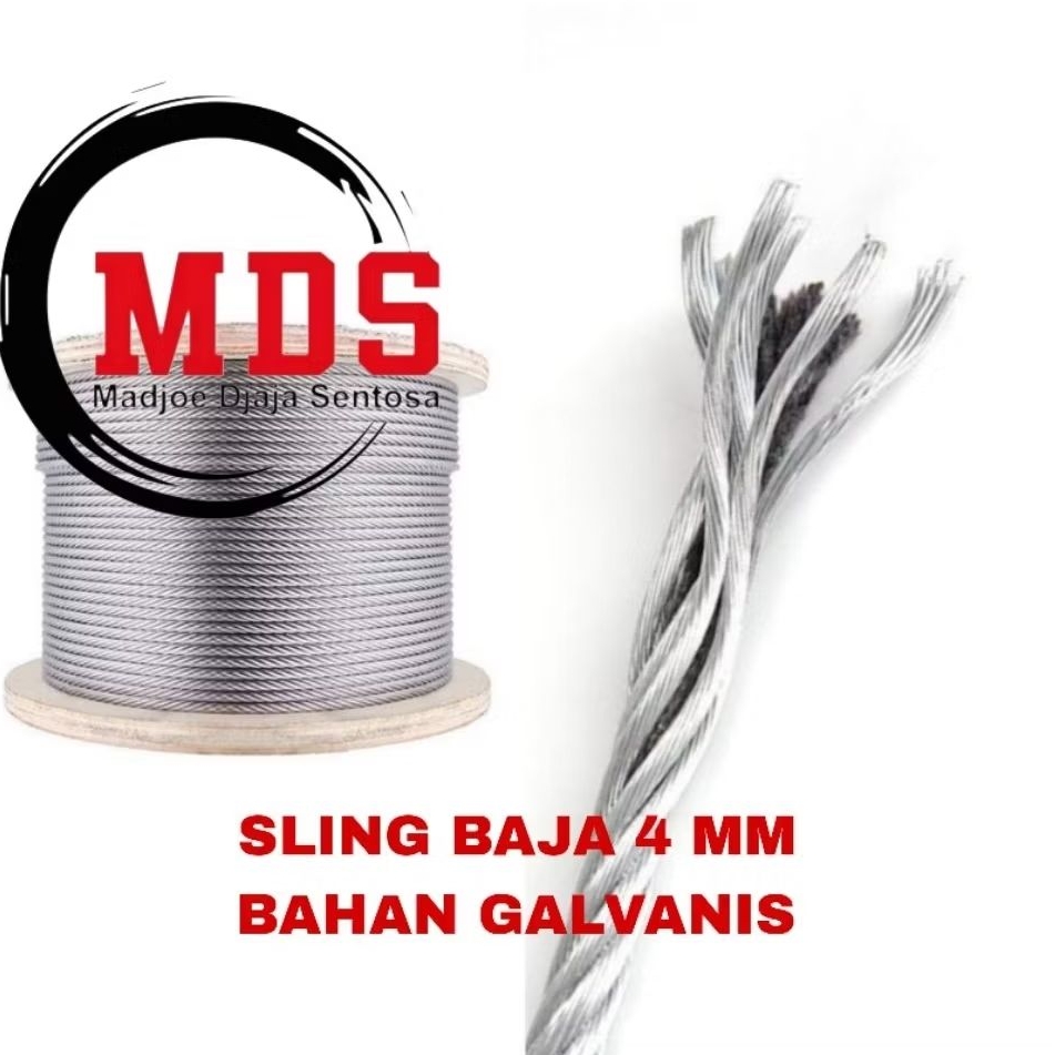 sling baja 4mm / seling baja 4mm / sling galvanis 4mm / seling galvanis 4mm / kawat baja galvanis 4m