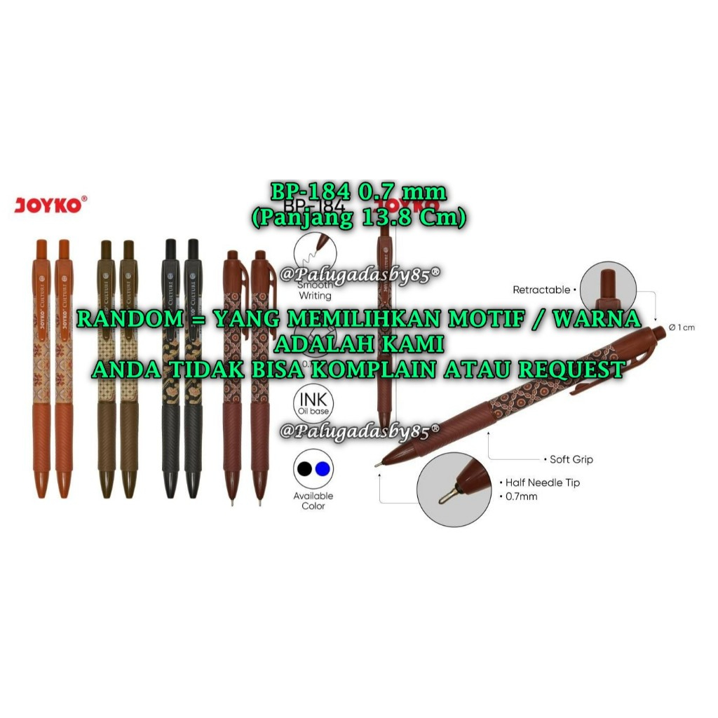 

(1 Biji) GROSIR Bolpen JOYKO BP-184 0.7 mm Culture / Ball Pen Pulpen Pena Joyko BP-184 (1 Biji)