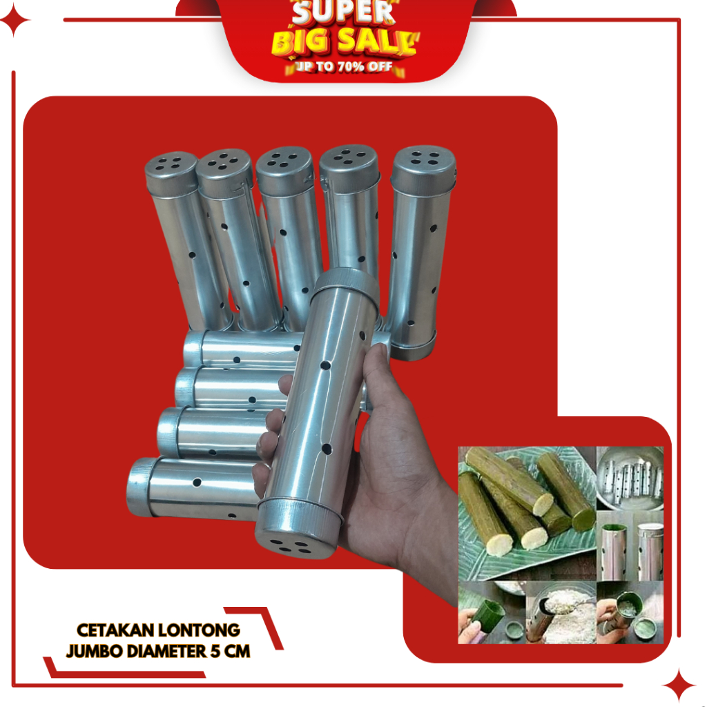 10 pcs cetakan lontong jumbo diameter 5 cm panjang 20 cm bahan alumunium tebal anti karat