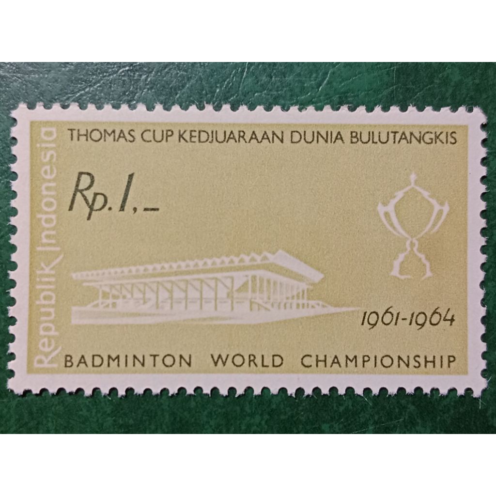 

Prangko Indonesia Rp 1 Thomas cup Tahun 1961 UN USED