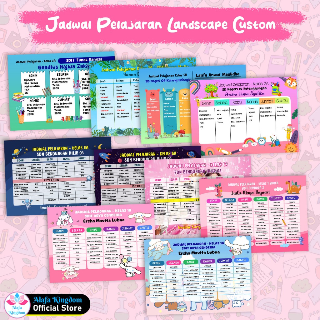 

Alafakingdom Jadwal Pelajaran Custom Landscape / Jadwal Custom Horizontal