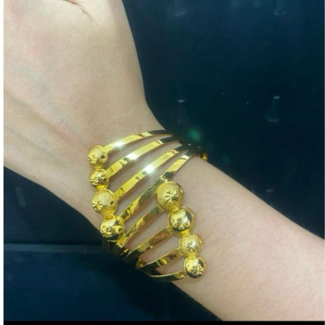 Gelang boba lebar lapis emas