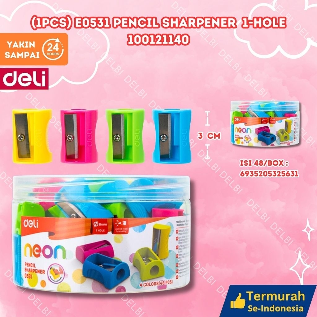

(1PCS) E0531 Pencil Sharpener 1-hole DELI RAUTAN PENSIL BX1728 BX48