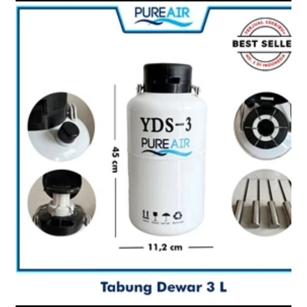 Tabung Dewar Liquid Nitrogen Cair 3 Liter - Dewar YDS 3 Liter