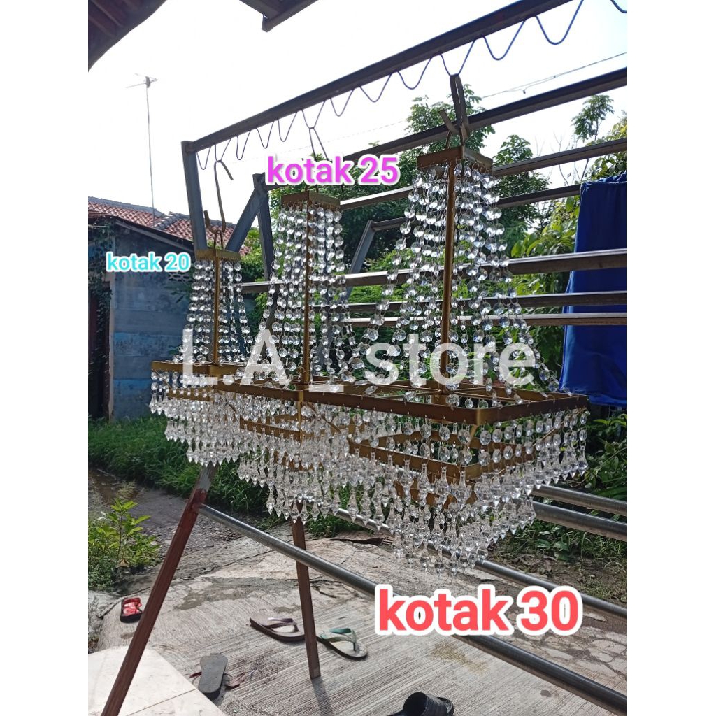 Lampu gantung kristal akrilik dekorasi model kotak termurah