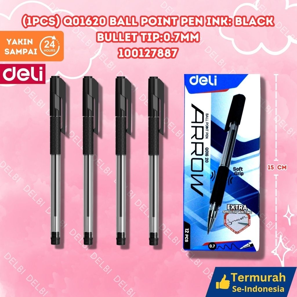 

(1PCS) Q01620 Ball Point Pen Ink Black Bullet tip0.7mm DELI BALLPEN BX144 BX3