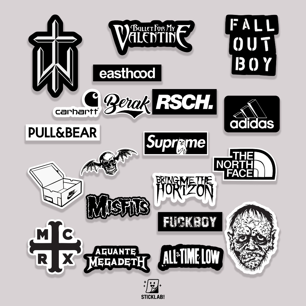 

Sticker Pack HYPE BEAST VOL 24 Aesthetic Vynil Potongan KissCut Tumblr Helm Laptop BLACK & WHITE