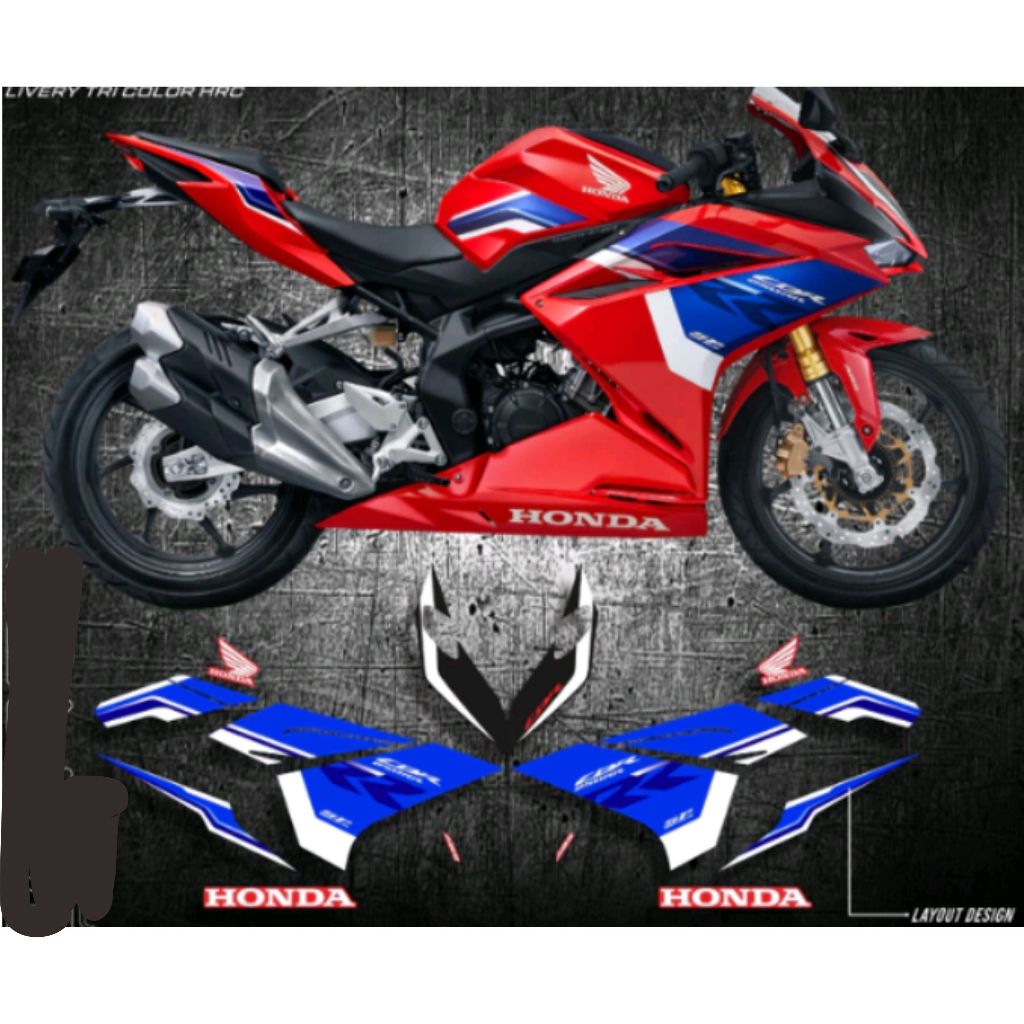STIKER CBR 250 RR TRI COLOR HRC ORI PRINTING /striping Honda hrc CBR 250RR / stiker motor CBR 250RR 