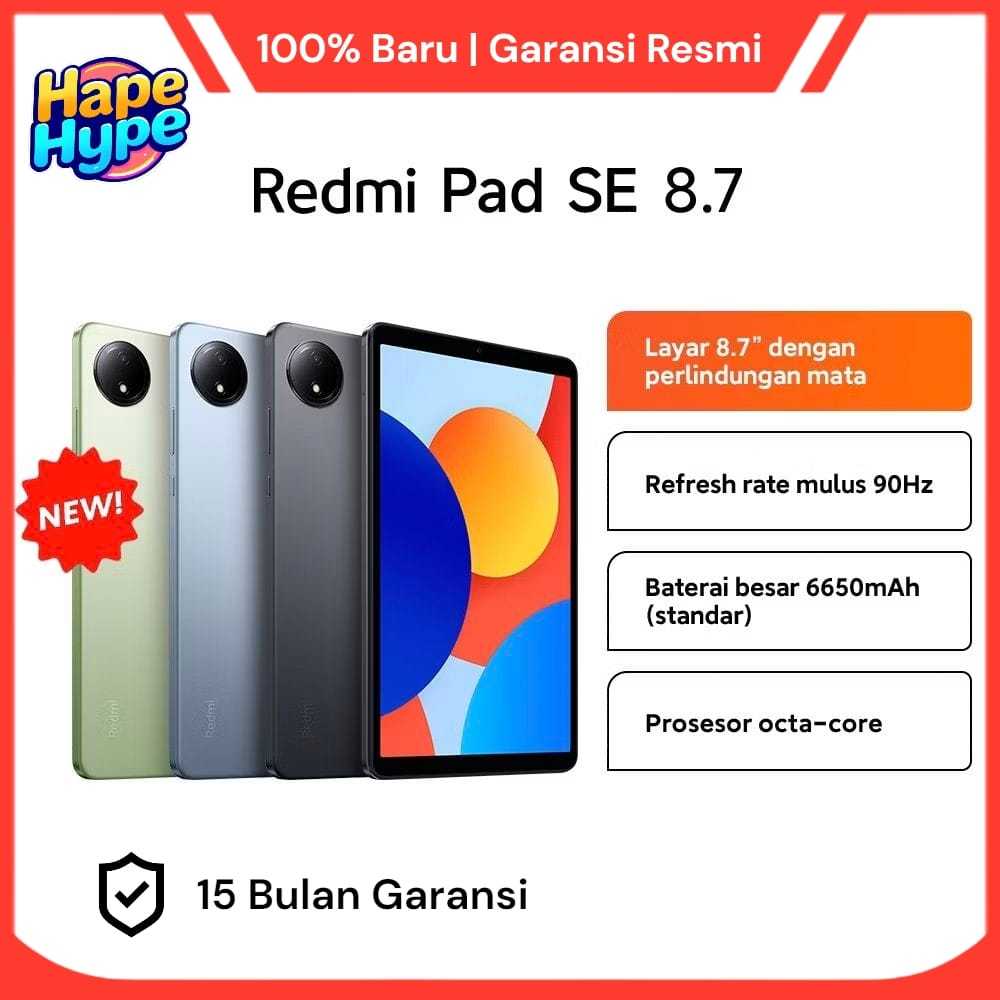 Redmi Pad SE 8.7 4/128 GB || Helio G85 || redmi pad se Garansi Resmi 15 Bulan
