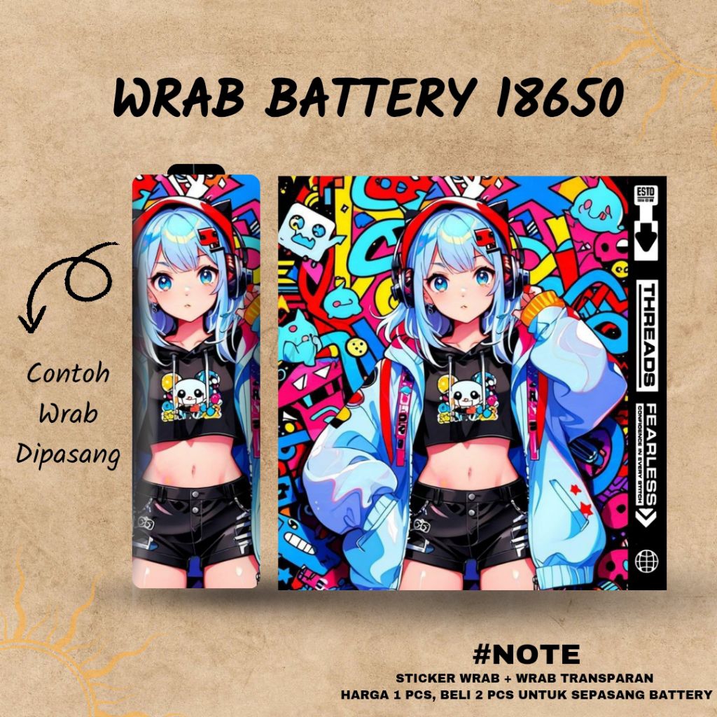 

Stiker Wrap Baterai 18650 Full Motif Hololive Id - Untuk Melindungi Baterai