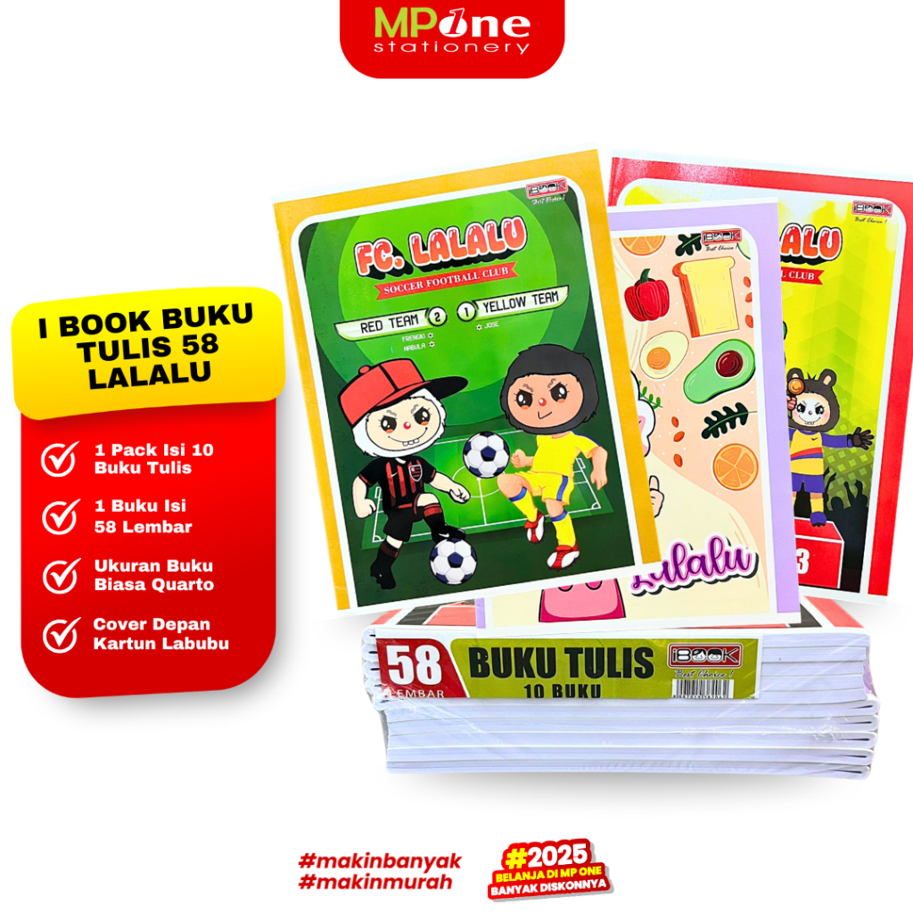 

(1 PACK) I Book Buku Tulis Motif Lalalu 58 Lembar Ukuran Quarto / Buku Tulis Kertas Putih Isi 58 Lembar Motif Campus I BOOK/10 Pcs Buku