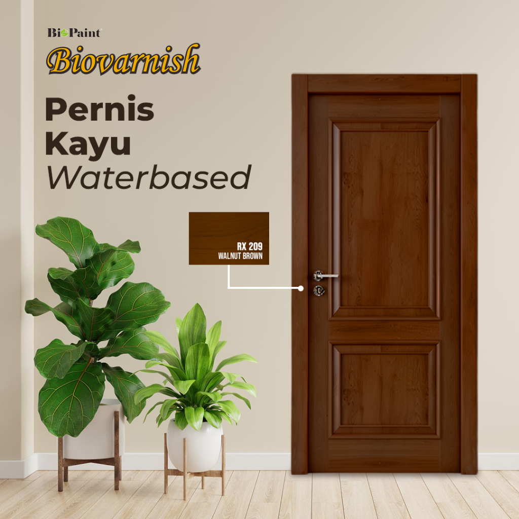 Pernis Kayu Biovarnish Wood Stain Warna Walnut Brown Plitur Kayu Waterbased