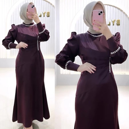 Shanum dress slim fit dress satin mermaid dress viral pesta / kondangan dress baju kondangan murah l