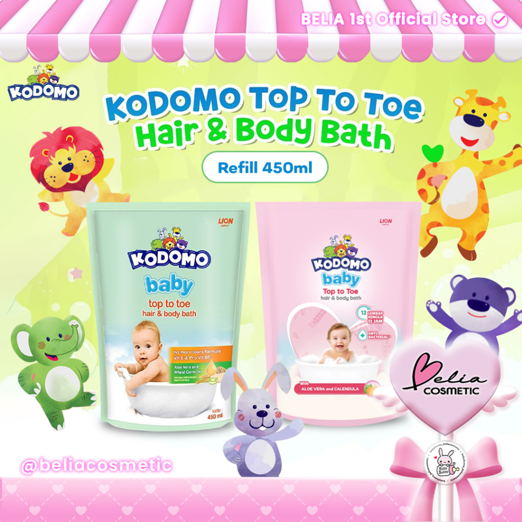 ❤ BELIA ❤ Kodomo Top To Toe Hair & Body Bath Pouch 450ml Refill | Anti Bacterial