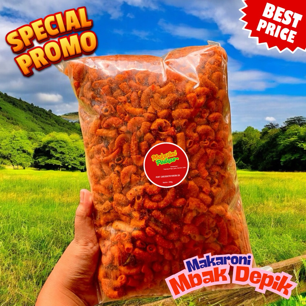 

Makroni Pedas 250g | Makaroni Mbak Depik 250g | Makaroni Termurah Surabaya