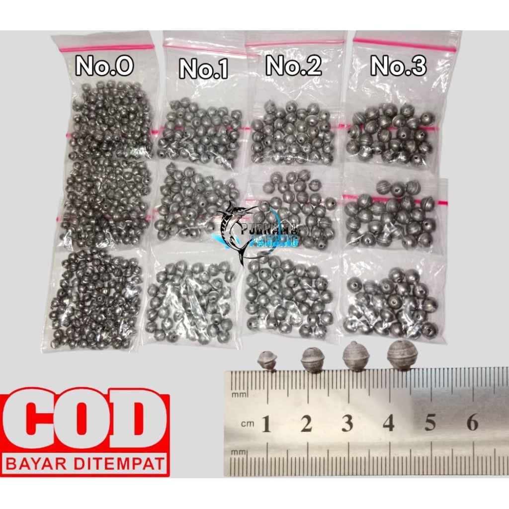 Timah Pancing Merica Lada Bulat Pemberat Dasaran Ukuran Kecil dan Besar