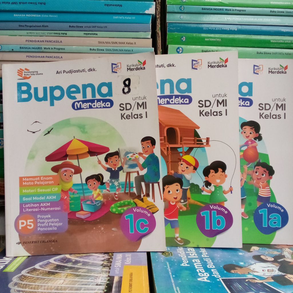 Buku Bekas Bupena 1a, 1b, 1c, 1d. SD MI Kelas 1 Kurikulum Merdeka Penerbit Erlangga
